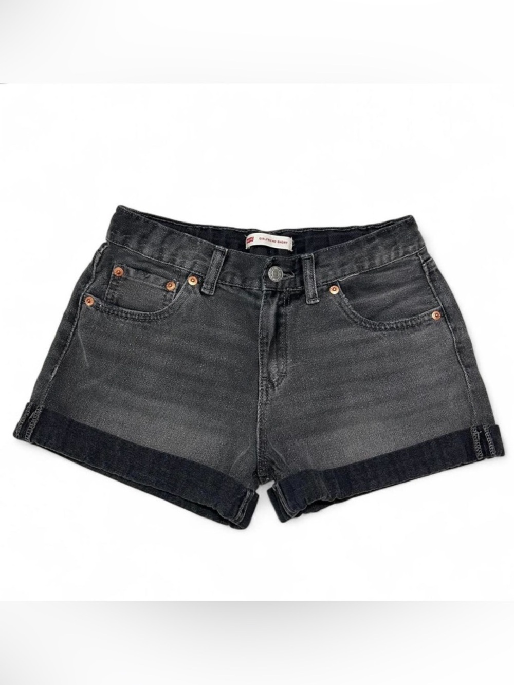 Levi's Washed Black Rolled-Hem denim Shorts Women’s 2/4 (Girls 16) Mid Rise